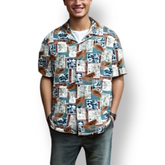 Vintage 90s Royal Creations Hawaiian Printed Shirt Sea Turtle Made in Hawaii Top - Picture 2 of 12